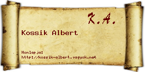 Kossik Albert névjegykártya